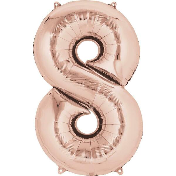 Anagram 34 in. Rose Gold Number 8 Super Shape Foil Balloon 87804